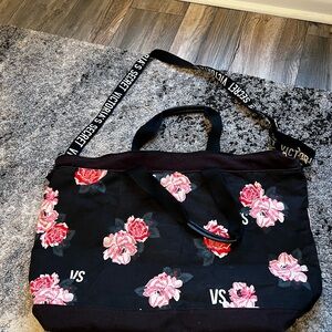 Victoria's Secret Black Floral Tote Bag
